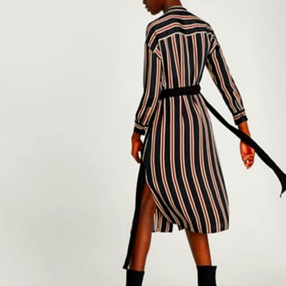 Zara Long Sleeves Striped Midi - Picture 2 of 4